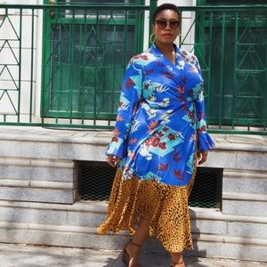 ASOS Mixed Floral and Leopard Print Wrap Dress